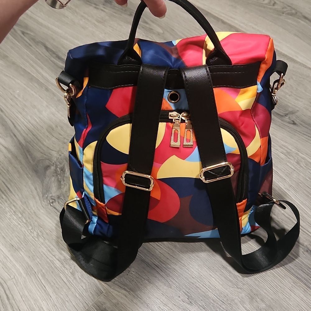 Colorful Satin Multi-Use Lightweight Backpack Purse - Picture 3 of 10